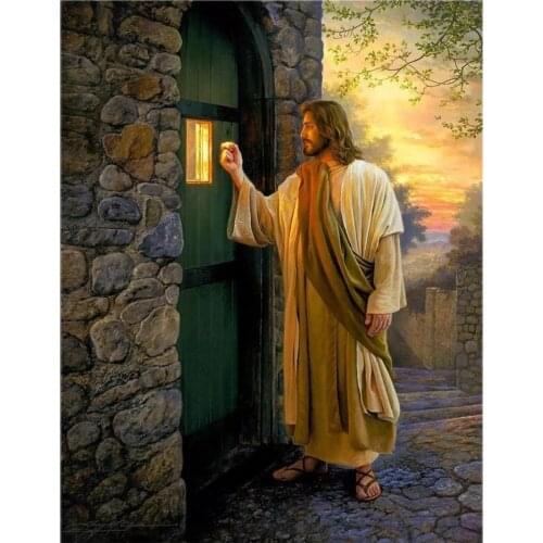 Jesus is Knocking Cross Stitch Kits 14CT Unprinted 11CT Print Crafts For Embroidered Handmade Art Counted Set Wall Home Decor