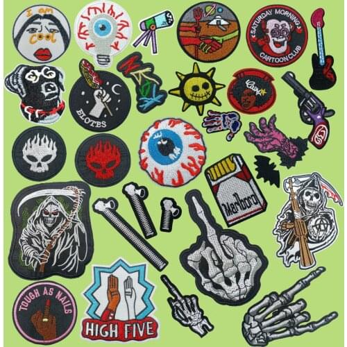 Finger Embroidered Patches Backpack with Badge Terrorist English Letter Clothing Thermal Adhesive Cute Beauty NAME PATCH