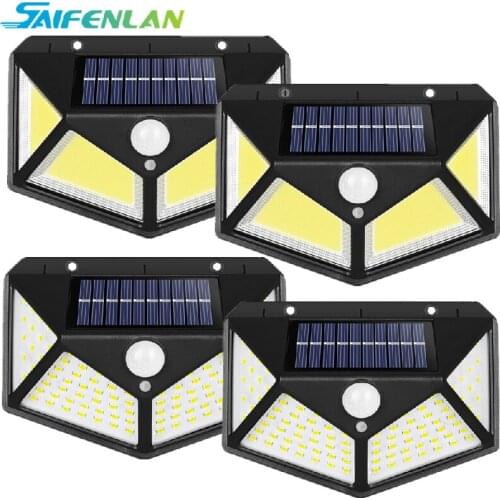 Solar Wall Light 100 COB Outdoor Solar Waterproof Street Light Garden Infrared Sensor Motion Sensor Smart Emergency COB Lamp
