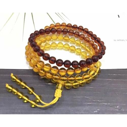 Certificate 6mm Natural Amber Bloold Red Yellow Gold Amber Bracelet 108 Prayer Round Beads Women Love Gift Crystal AAAAA