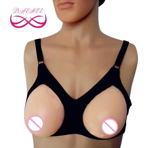 One Set 800g C Cup Bra Support Realistic Silicone Artificial Breast Form Sexy Fake Boob Enhancer For Transgender Crossdresser