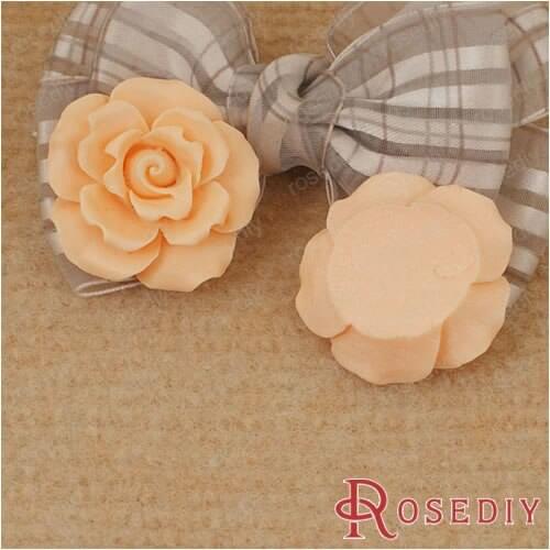 Wholesale 37mm Light Orange Flower Resin Flat Bottom Beads Diy Jewelry Findings Accessories 10 pieces(JM5035)
