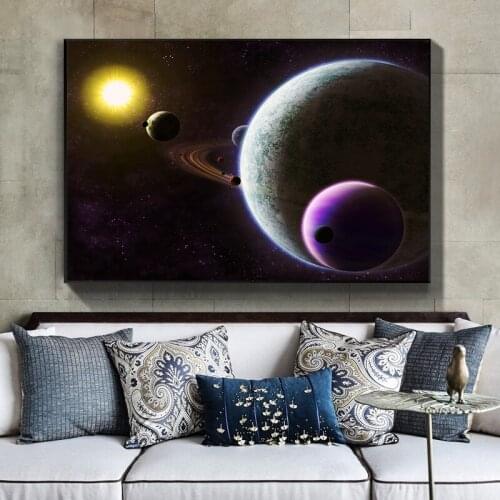Posters And Prints Wall Art Painting Sun Venus Saturn Earth Pluto Planet Printed Modular Picture Home For Living Room Decor