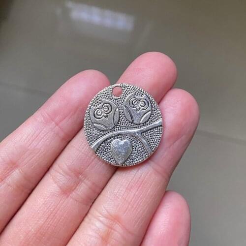 12pcs 24x24mm Bird Charms Pendants Antique Tone Jewelry Making DIY Bracelet Necklace Handmade Crafts