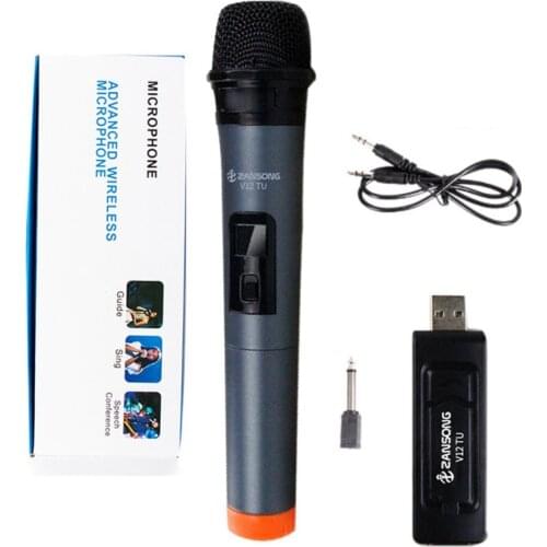 Professional Handheld Durable Practical Wireless Singing Microphone Durable Convenient V12 for Karaoke Speech Loudspeaker