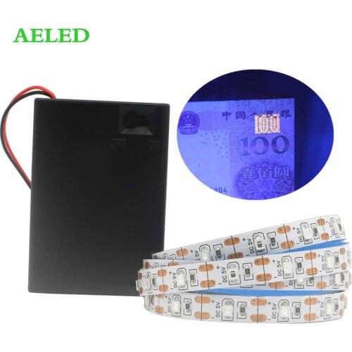 5V UV Ultraviolet 395-405nm LED Strip Black Light 2835SMD 60led/m Not Waterproof USB/Battery Tape Lamp For DJ Fluorescence Party