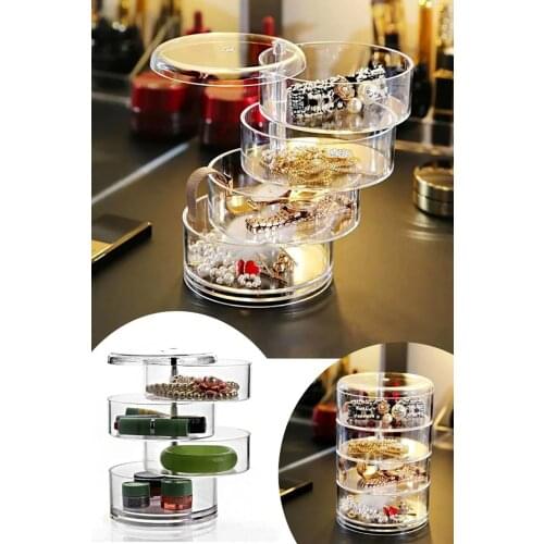 360 Degree Rotating Makeup Storage Rack Height Cosmetics Organizer Assembly Skin Care Holder Bathroom Display Case