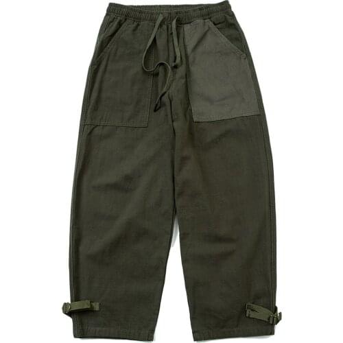 Japanese original tooling casual ribbon buckle leg pants mens pants