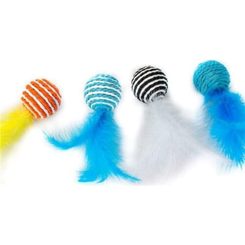 1PCS Cat Wand Refill Toy Cat Interactive Toy Fake Feather Kitten Ball Toy Cat Teething Toy Replacement Head Play Wand Toy