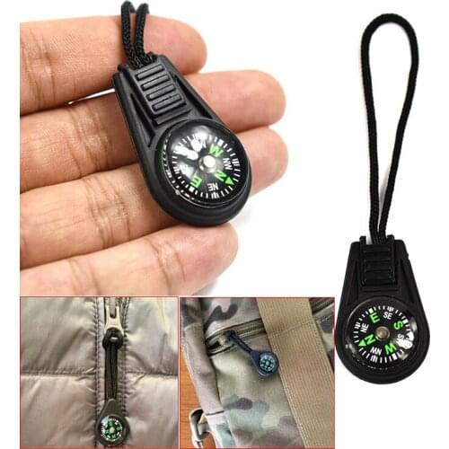 10Pcs Compass Cord Zipper Head Tactical Backpack Clothes Zipper Head Portability Mini Outdoor Equip Survival Compass Accessories
