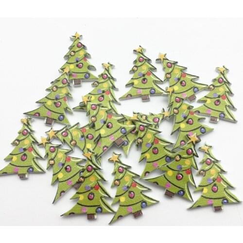 1000pcs 30x23mm Christmas Tree Wood Buttons Sewing Crafts Xmas Decorations Embellishments Scrapbooking SB-089