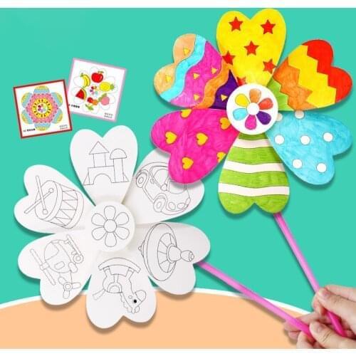 2020 DIY Windmill Paint Drawing Toys Painting Graffiti coloring puzzle toys Kindergarten Handmade Art Toy for kids children