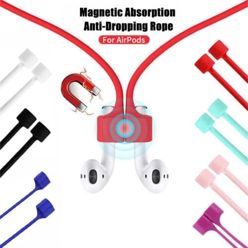 2021Magnetic Anti-Lost Wireless Earphone Hanging Rope Cable Lanyard For Air Pods 1 2 Silicone Lanyard Earphone Anti-Lost Cord