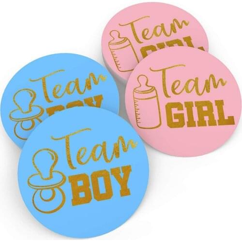 24pcs Team Boy Team Girl Stickers Gender Reveal Boy Or Girl Paper Stickers Baby Shower DIY Scrapbook Cookies Package Supplies