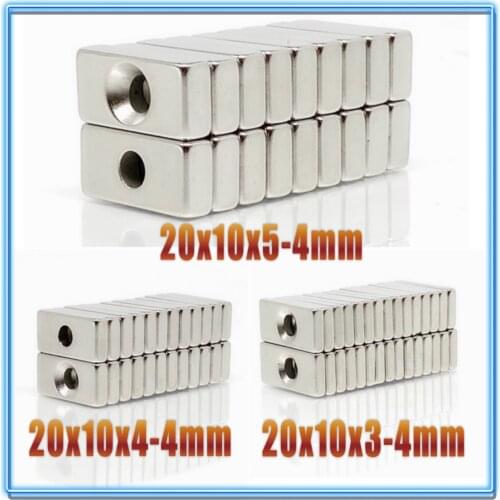 5 ~ 200 PCs 20x10x3 20x10x4 20x10x5 hole 4 N35 heavy duty block countersunk magnets Rare Earth Permanent Magnet 20*10*3-4
