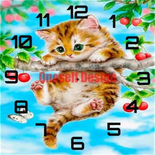 Diamond mosaic sale with clock cat diamond embroidery sale diamond painting dog clock diy frame decoration home diamond mosaic