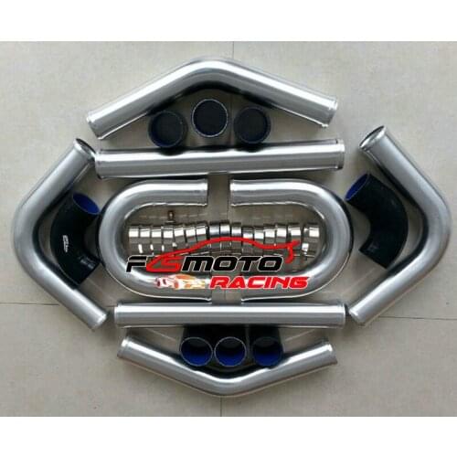 3" INCH 76mm ALUMINUM INTERCOOLER TURBO PIPE PIPING KIT BLACK HOSE