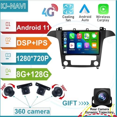 128GB CARPLAY IPS Car Radio Video Stereo Player GPS Navigation Multimedia Android 11 For Ford S-MAX S MAX 2006 - 2015 NO DVD