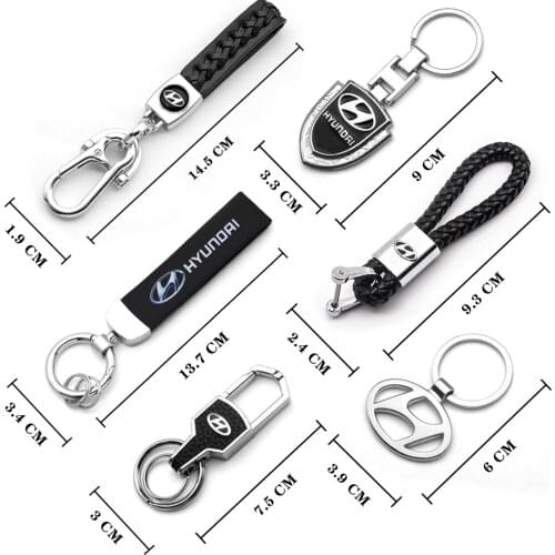 Car Metal Keychain Leather Key Ring 3D Logo Key Case Car Styling For Hyundai I30 Tucson Accent Creta Solaris Ix35 Car Accessorie