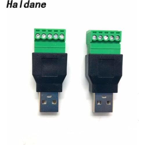 Free shipping Haldane 4Pcs 5pin USB 2.0 Male Jack Socket Connector USB 2.0 A Male to 5 Pin Screw Connector