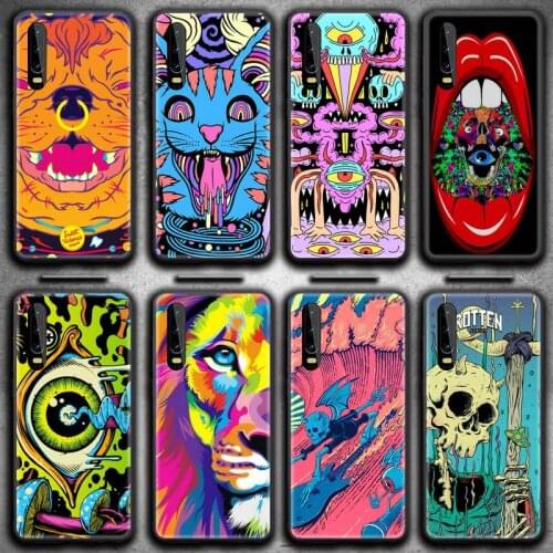 Colourful Psychedelic Trippy Art Phone Case for Huawei P20 P30 P40 lite E Pro Mate 40 30 20 Pro P Smart 2020