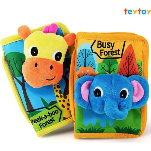TEYTOY 2pcs Baby Soft Cloth Book Toddlers Early Education 3D Learn Forest Theme Book Children Learning Non Toxic Travel Busy Toy