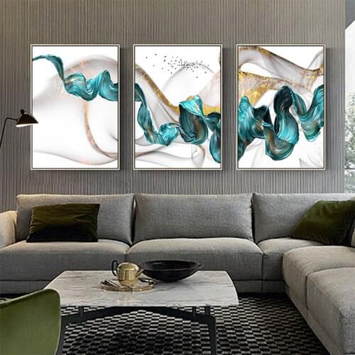 Modern Abstract Blue Golden Marble Pattern Canvas Painting Poster And Print Unique Decor Wall Art Picture For Livingroom Bedroom