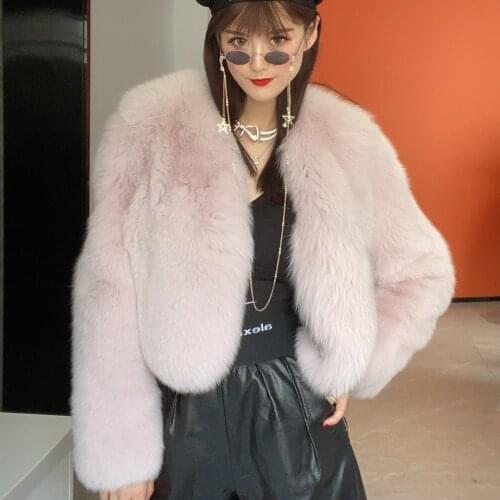 Janefur Fashion New Style Real Fox Fur Coat Slim Short Winter Womens Natural Full Fur Jacket