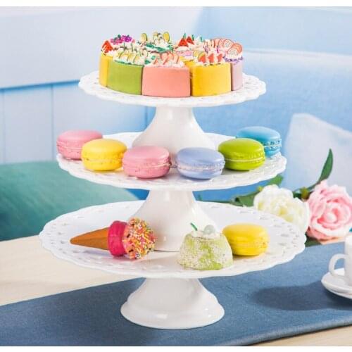 European Style 12 Inch Ceramic Cake Tray Fruit Tray Wedding Dessert Display Tray Living Room Storage Tray Home Decoration