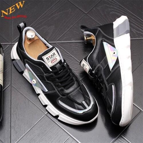 Korean Fashion Breathable Men Sneakers Leather Casual Shoes Flats Hip Hop Height Increasing shoes Zapatillas Hombre