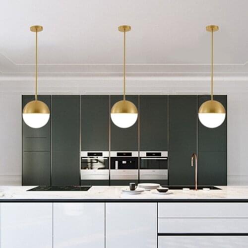 Brass Ball Pendant Light Copper Bedside Pendant Lamp Glass Ball Dining Room Suspension Loft Lamp Kitchen Island Lamp