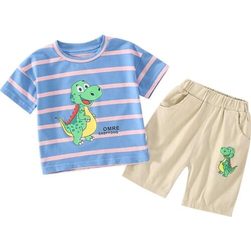 Summer Baby Boys Clothes Sets Toddler Cotton Cartoon Tops +Shorts Pants 2pcs Clothing For Baby Tracksuits Sets Children Suits