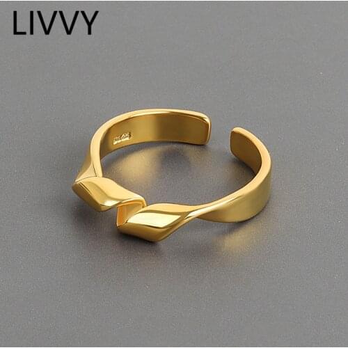 LIVVY Silver Color Hot Sale Korean Twisted Rings Simple Temperament Exquisite Jewelry Gift For Woman