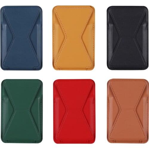 Magnetic Leather Wallet Card Holder For IPhone 12Pro Max Mini Back Card For Magsafe Adsorption Cover Slot Folding Support Stand