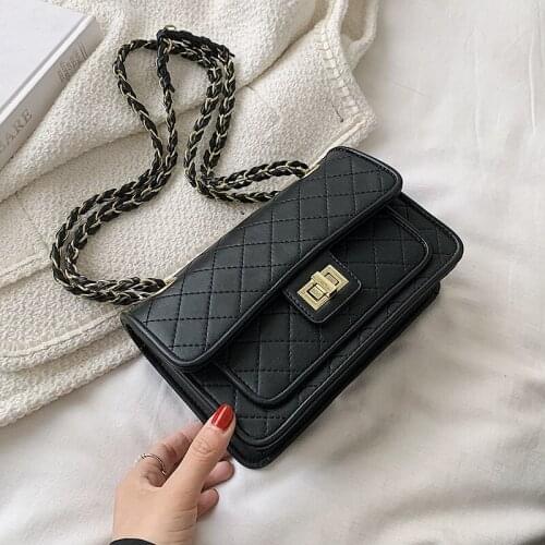 Diamond Lattice Small PU Leather Crossbody Bags for Women 2021 Trends Desinger Lady Branded Trends Shoulder Pruses and Handbags