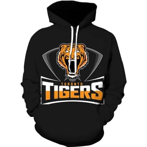 Hot sale printed 3d tiger hoodie graffiti letter print sweatshirts men funny cool animal tracksuit oversize casual loose jumper