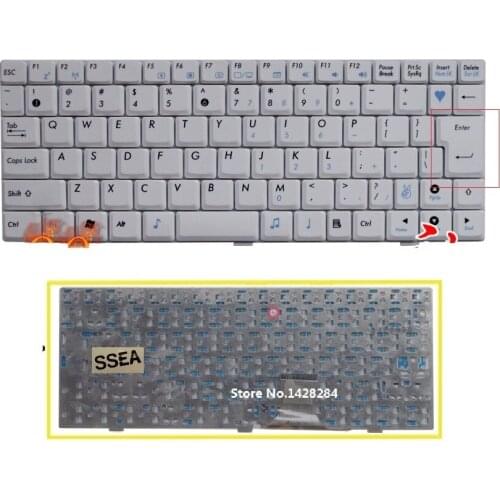 SSEA New US Keyboard white For ASUS EPC EeePC 1000H 1000HA 1000HD laptop Free Shipping