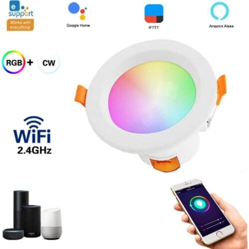 2021 New EWeLink LED Downlight WiFi Smart Dimming Lamp 12W RGB Change 2700K-6500K Warm Cool Light Work With Alexa Google Home