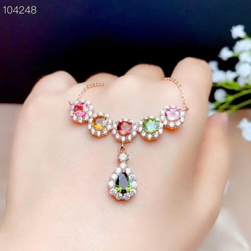 New Arrival Real and Natural Tourmaline necklace pendant S925 sterling silver Natural Real Tourmaline Pendant