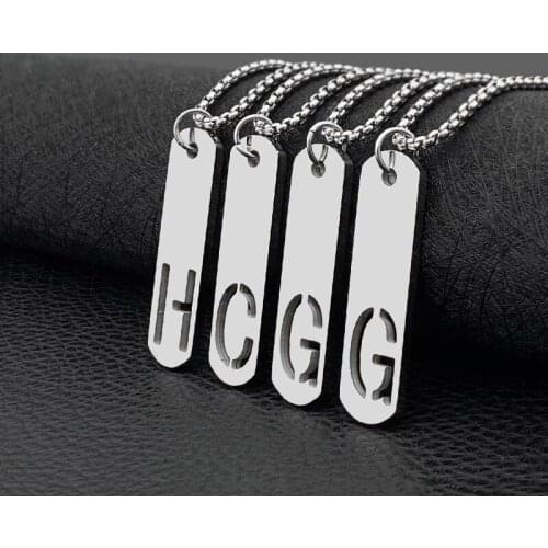 Fashion New Titanium Steel Square Hip Hop English Letter Necklace Fashion All-match Trend Pendant