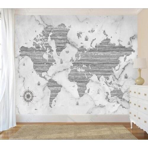 Papel de parede Cartoon world map childrens room Background Wall 3D wallpaper mural,living room home decor