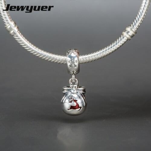 New dangle Christmas ornament charms with red enamel925 sterling silver jewelry beads fit charm bracelet necklace gift DIY DA164