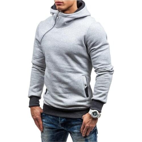 Casual mens Hoodies Oblique Zipper Solid Color Hoodies pullover Men Tracksuit Male Sweatshirt Hoody Mens Purpose Tour Top