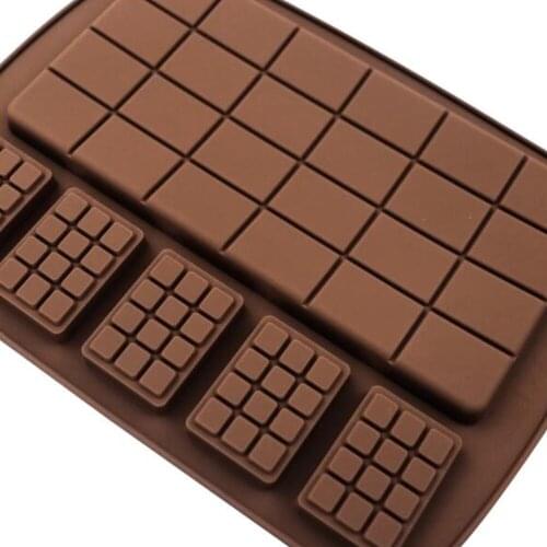 Silicone Mold 2 Size Waffle Chocolate Mold Fondant Patisserie Candy Bar Mould Cake Mode Decoration Kitchen Baking Accessories