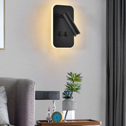 Led with Switch Wall Lamp Bedroom Bedside Living Room Study Reading Lights Spotlight TV Background Wall Decoration Light Fixture
