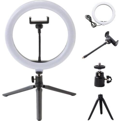 LED Ring Light 10in USB Fill Light Adjustable Led Brightness Three-color Light Led Ring Light With Tripod For Netflix/for Faceb