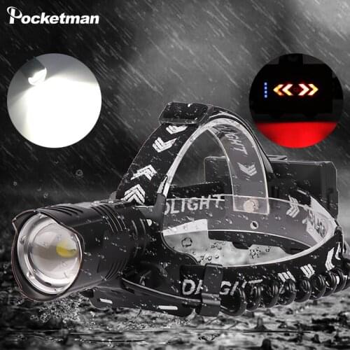 Super strong XHP90 LED waterproof headlight fishing head lamp zoomable USB rechargeable torch use 18650 battery for camping