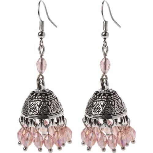 Retro Indian Bollywood Jhumka Jhumki Crystal Drop Earring Ethnic Gypsy Jewelry E56A