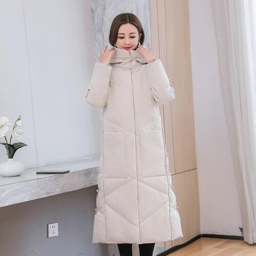 Plus Size 4XL X-Long Parka Women Hooded Down Cotton Padded Coat Female Casual Thick Warm Outwear Winter Jacket Feminine Coat