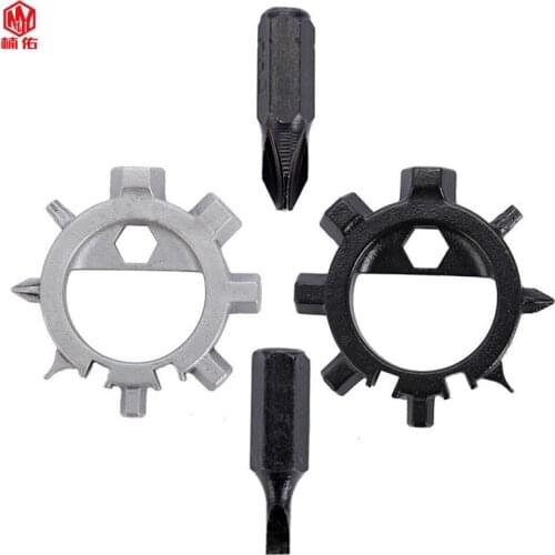 1PCS Multifunctional Stainless Steel 12 In 1 Screwdriver Key Ring Bottle Opener Bicycle Adjustment EDC Tool